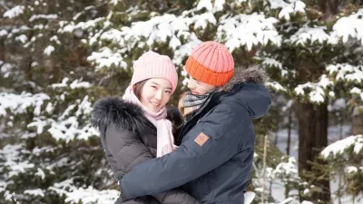 Couple In Fall Walking