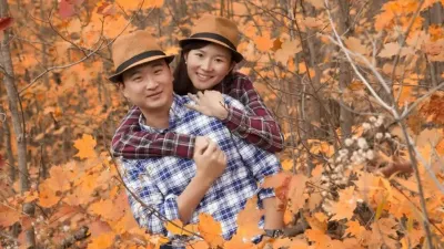 Couple In winter Walking