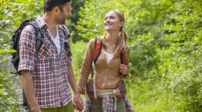 Couple In winter Walking